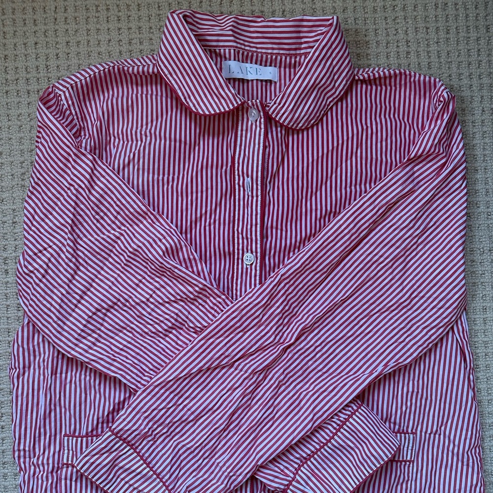 Lake red & white stripe pajama set poplin